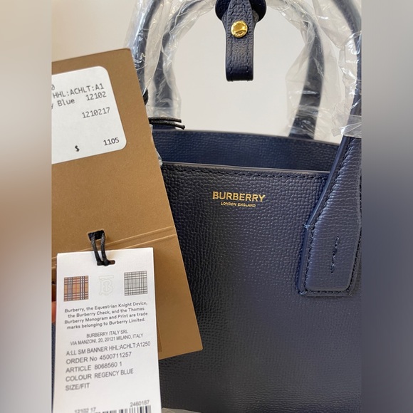 Blue Burberry House Check Small Leather Banner Satchel - Picture 2 of 8